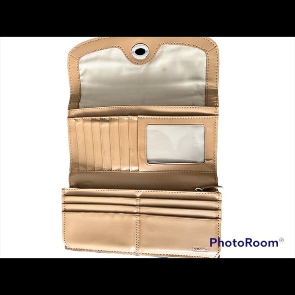 Coach XL Park North Tan Pebbled Leather Tote With Matching Wallet - Picture 6 of 11